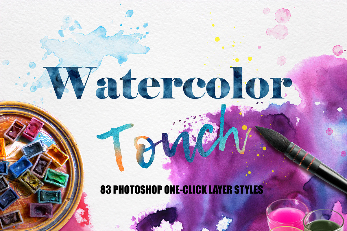 Watercolor Photoshop Layer Styles, a Layer Style Add-On by OlgaRom (Photo 1 of 5)
