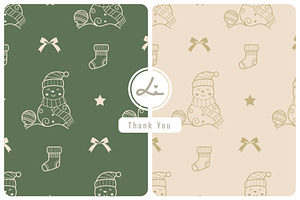 Winter line art snowman pattern