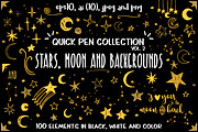 Stars, moon and backgrounds, an Illustration by Lina_Lisichka (Thumbnail 1 of 10)