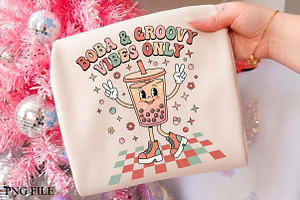 Boba And Groovy Vibes Only PNG, a Seasonal Illustration by CrexoraLab
