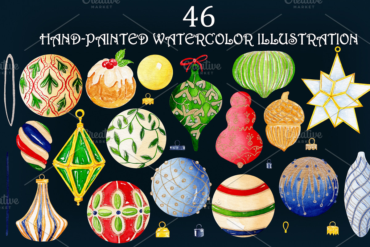 Watercolor Christmas Clipart, a Seasonal Illustration by Olexandra Mur (Photo 2 of 6)