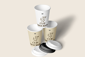 Perspective Paper Cup Stack Mockups