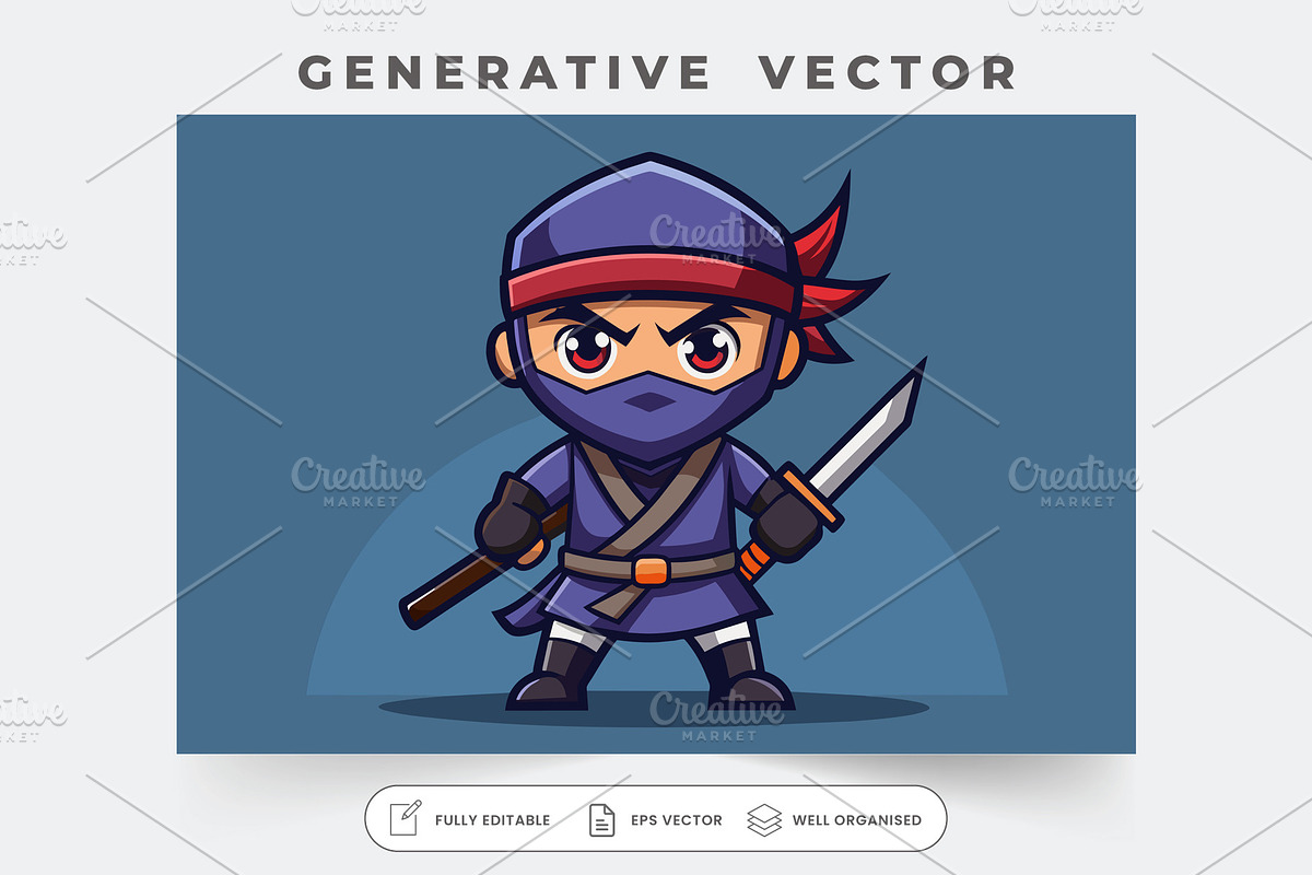 A customizable ninja cartoon charact, a Graphic by Iftikhar Alam