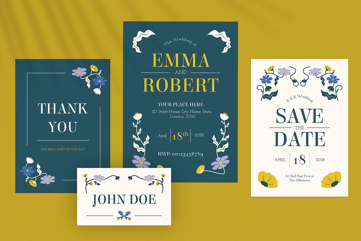 Botanical Wedding Invitation Set, an Invitation Template by Aiyari Graphic (Photo 2 of 3)