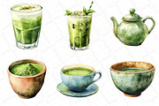 Watercolor Matcha Green Tea Clipart, an Illustration by DreamPrint404 (Thumbnail 3 of 6)