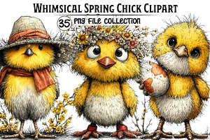 Whimsical Spring Chick Clipart, an Illustration by Dream Creation
