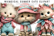 Whimsical Summer Cats Clipart, an Illustration by SinaCreation (Thumbnail 1 of 9)