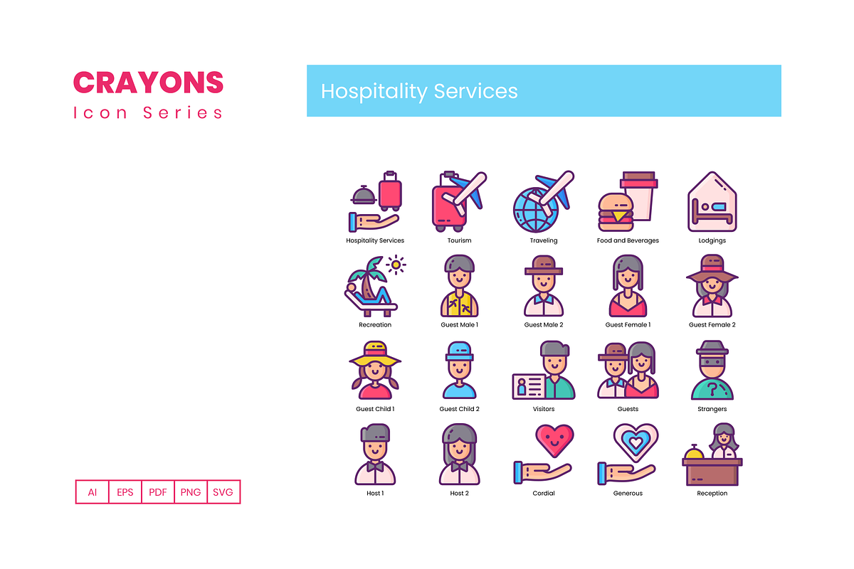 80 Hospitality Services  Icons, an Icon by Flat Icons (Photo 2 of 9)