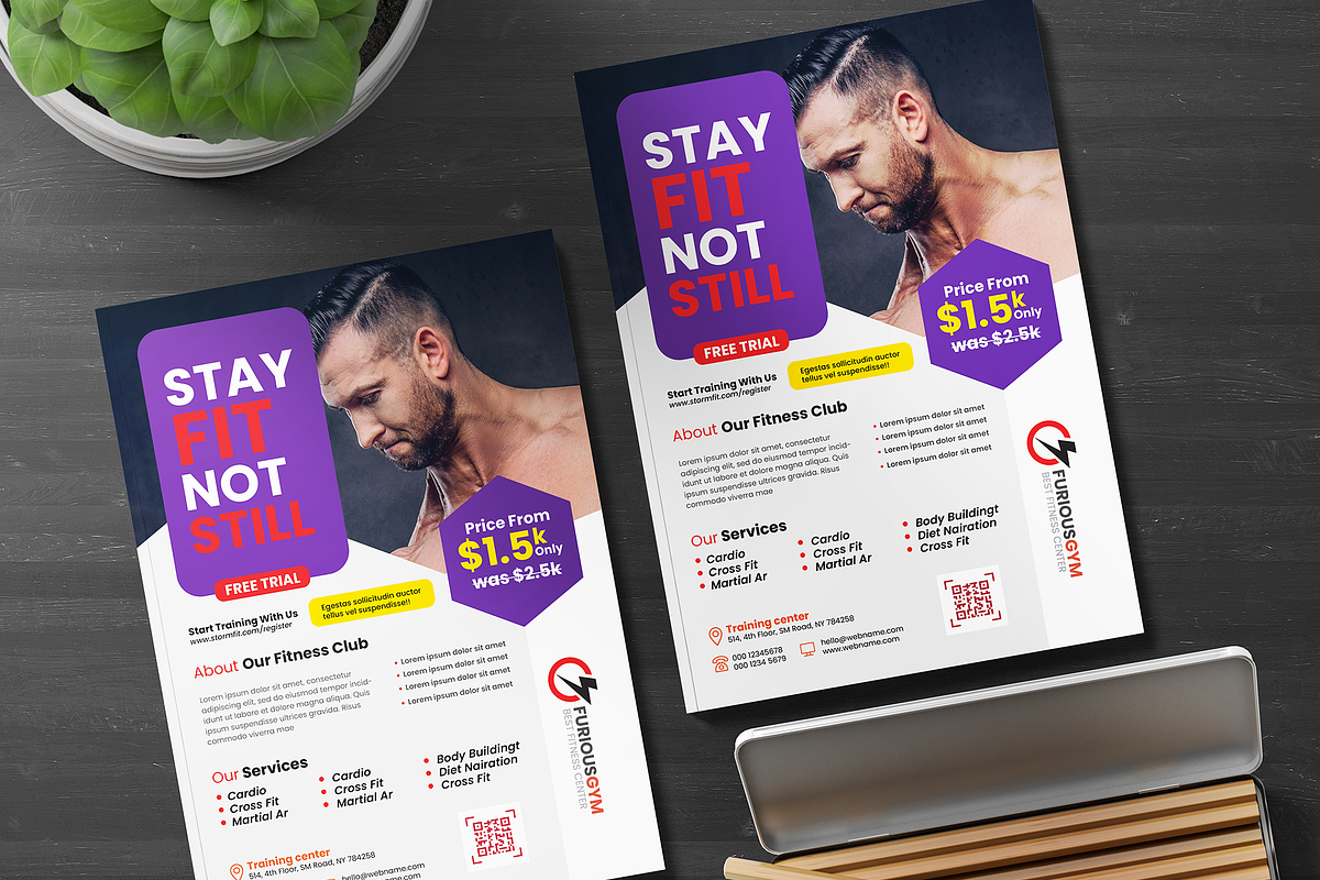 Fitness Trainer Flyer, a Flyer Template by Creativpixl (Photo 7 of 8)