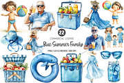 Watercolor Blue Summer Family PNG, an Illustration by SinaCreation (Thumbnail 1 of 4)