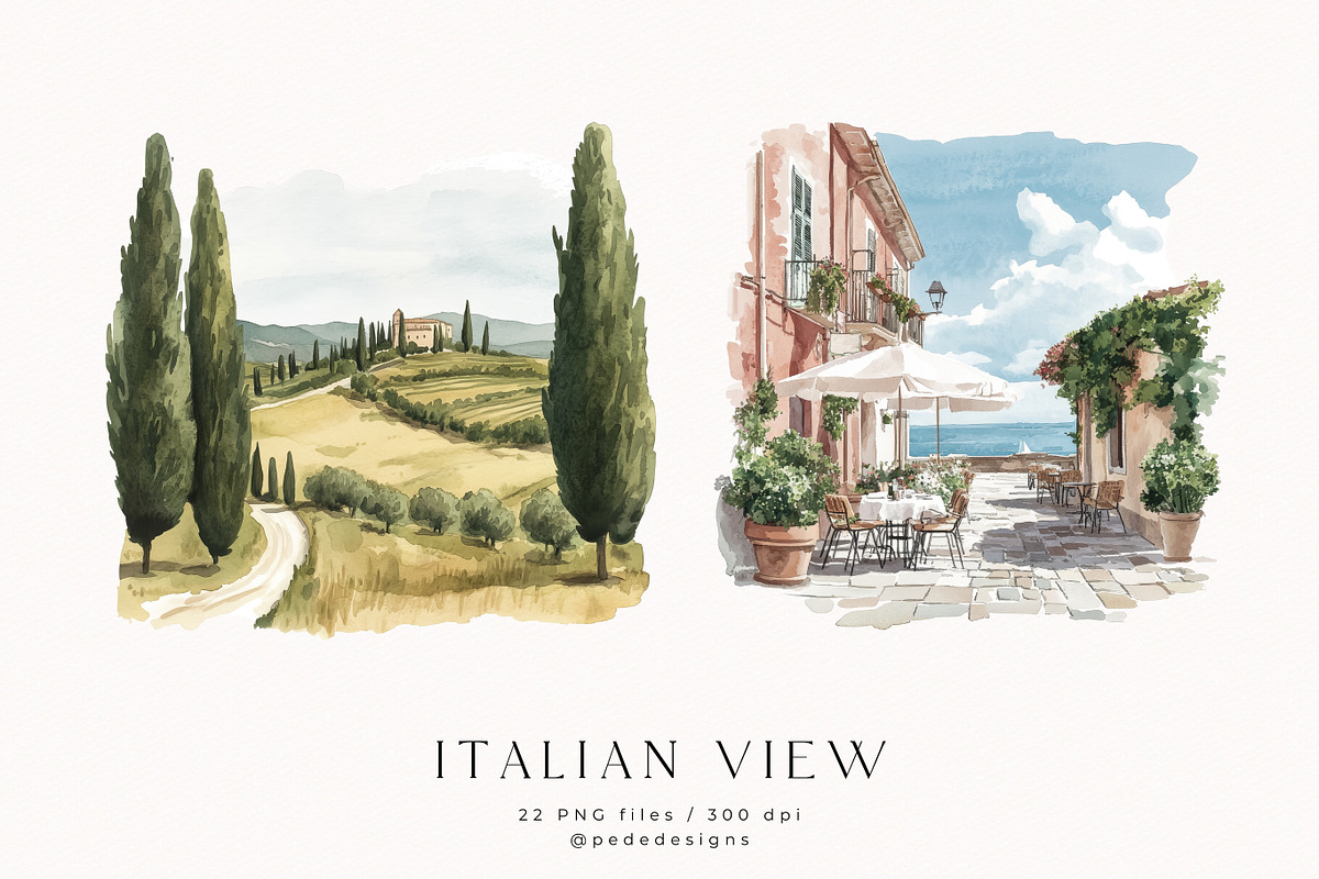 Italian View, a Decorative Illustration by PeDe Designs (Photo 9 of 9)