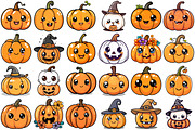 Cute Pumpkin Clipart, a Seasonal Illustration by Forhadx5 (Thumbnail 4 of 9)