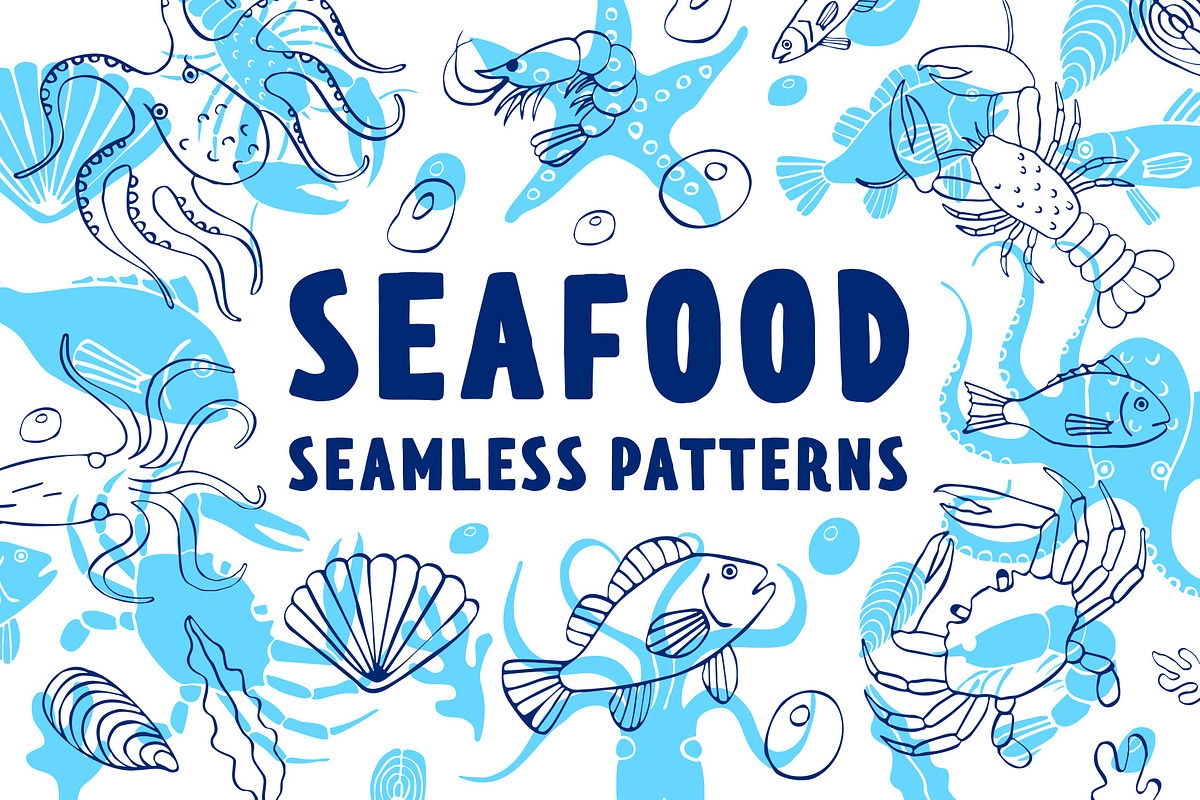 Seafood patterns, a Pattern Graphic by Hellgram (Photo 1 of 6)