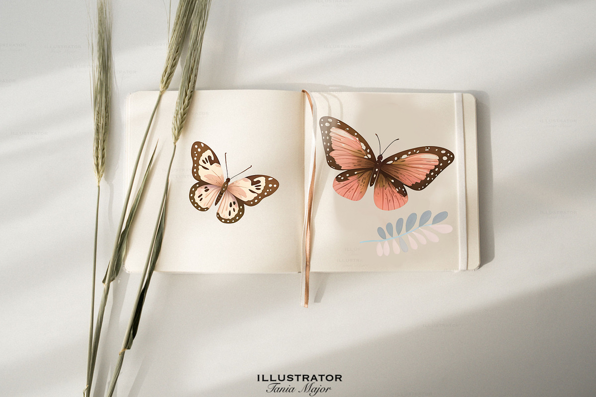 Abstract Butterfly Flowers Clipart, an Animal Illustration by MajorArtTm (Photo 3 of 3)