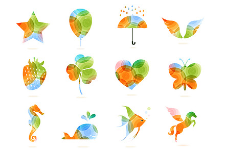 Collection of shiny multicolor icons