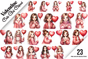 Valentine cute girl Clipart, an Illustration by DreamArtGraphic (Thumbnail 1 of 6)