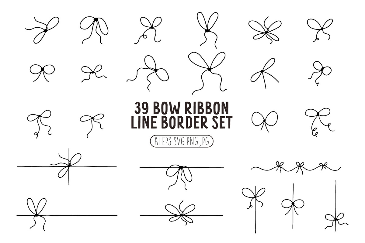 Ribbon Bow Line Border Set, a Decorative Illustration by AnkaDrozd (Photo 1 of 3)
