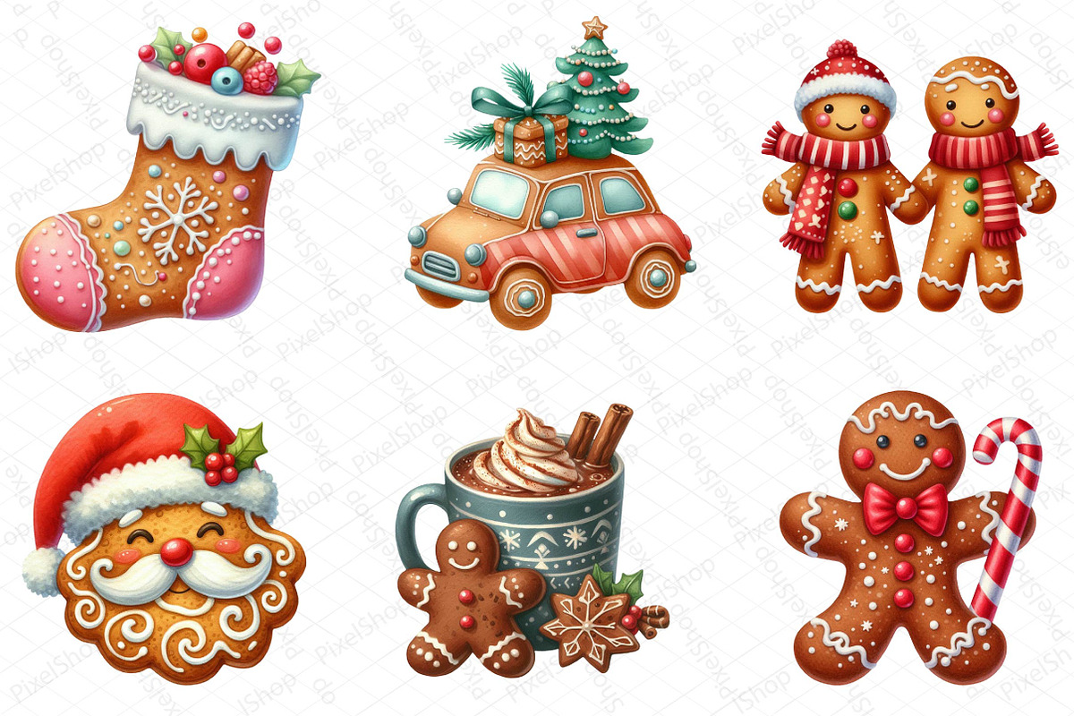 Cute Christmas Gingerbread Clipart, an Illustration by DreamPrint404 (Photo 4 of 4)