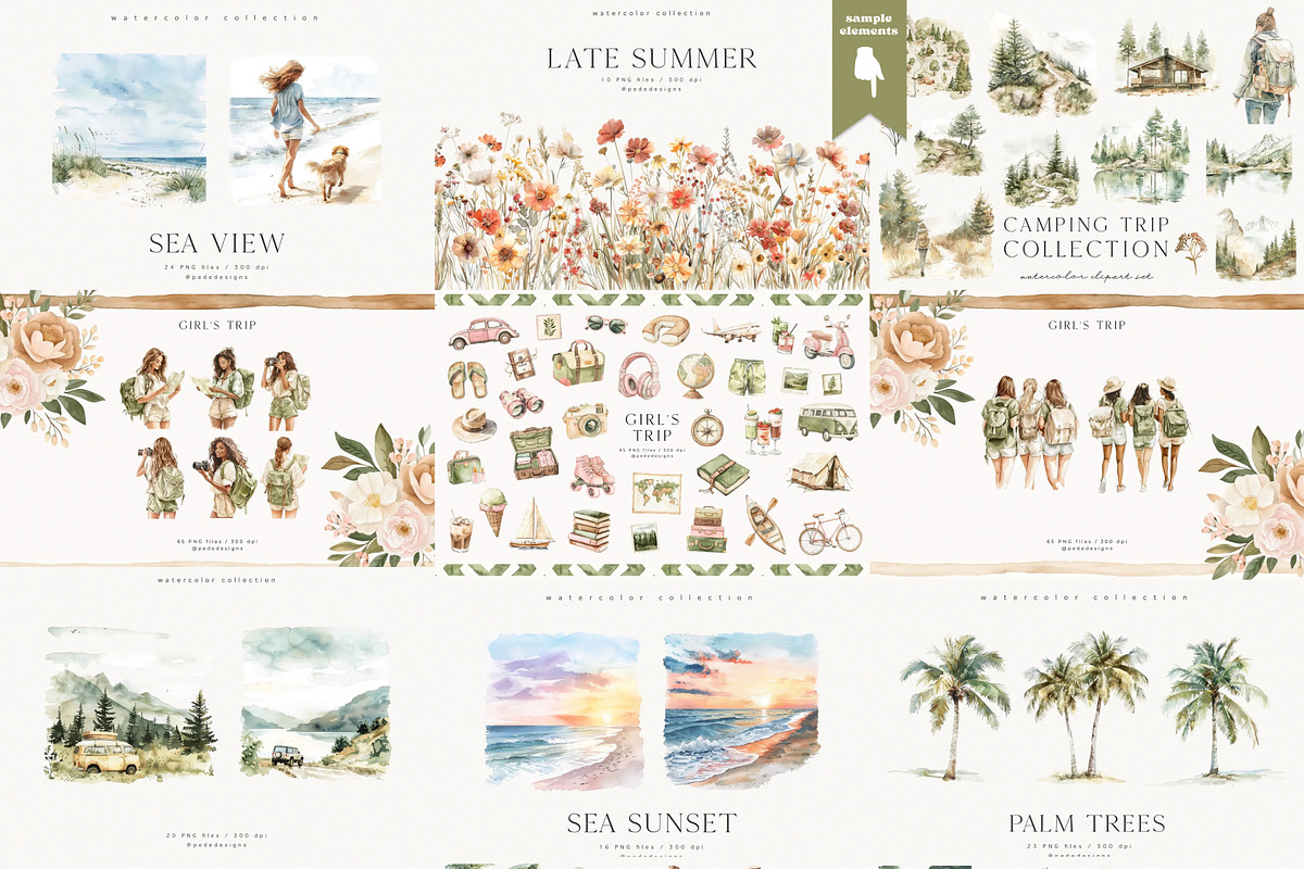 Summer & Travel Bundle, a Seasonal Illustration by PeDe Designs (Photo 8 of 15)