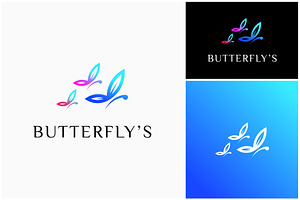 Flock Butterfly Modern Logo