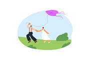 Happy people flying kites in nature, a Person Illustration by PaperTrident (Thumbnail 6 of 7)
