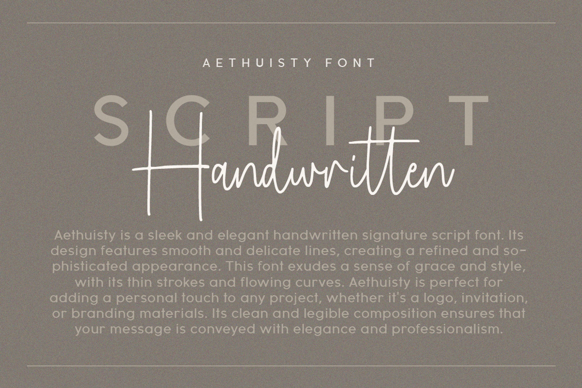 Aethuisty Handwritten Script Font, a Script Font by Typebae (Photo 2 of 8)
