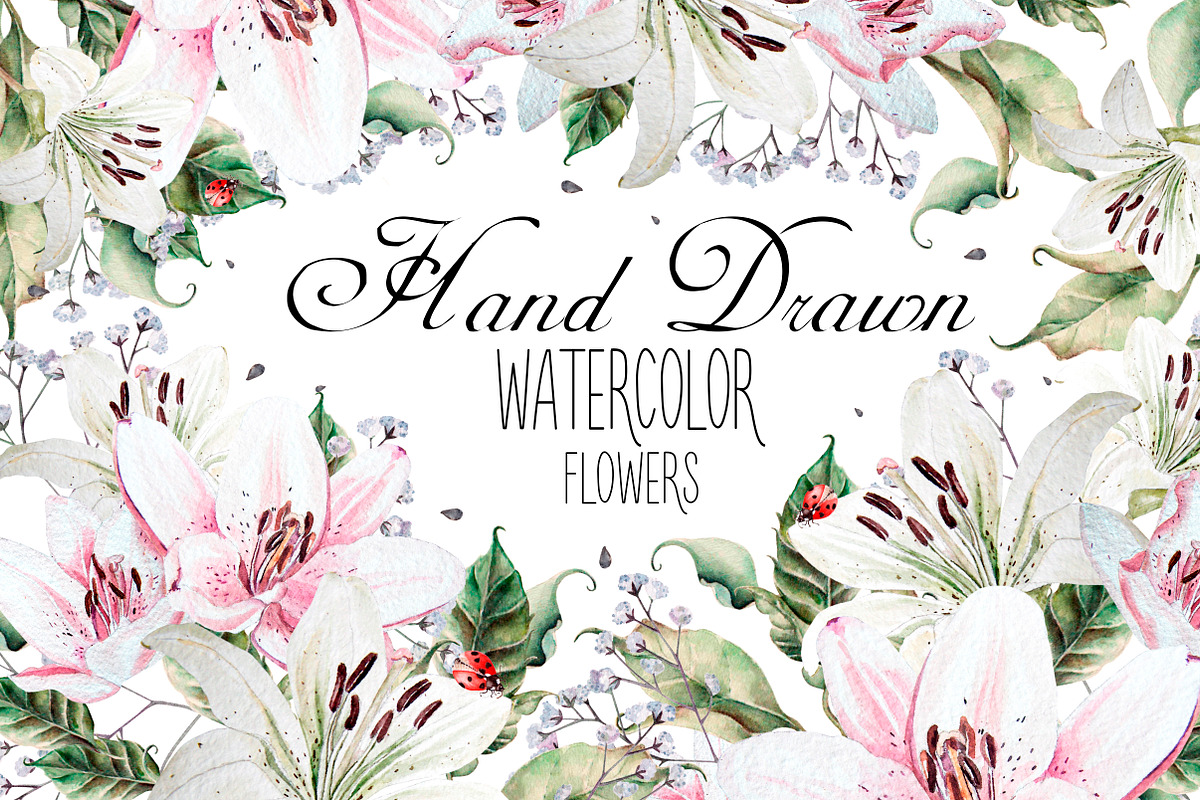 Hand Drawn watercolor flowers lily, an Object Graphic by Knopazyzy (Photo 1 of 6)