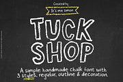 Chalkboard font Tuck Shop display, a Font by Itsmesimon (Thumbnail 1 of 13)