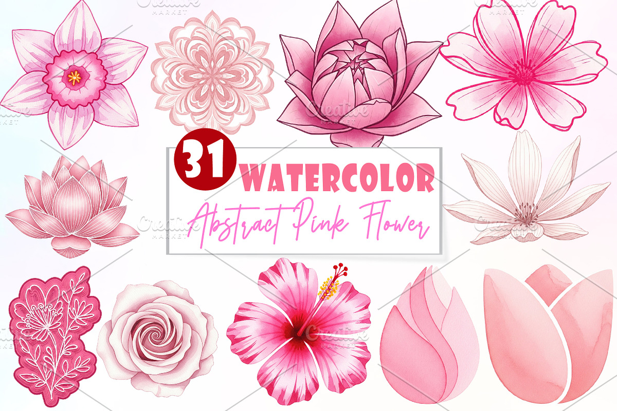 Abstract Pink Flower, an Illustration by Watercolor design (Photo 1 of 6)