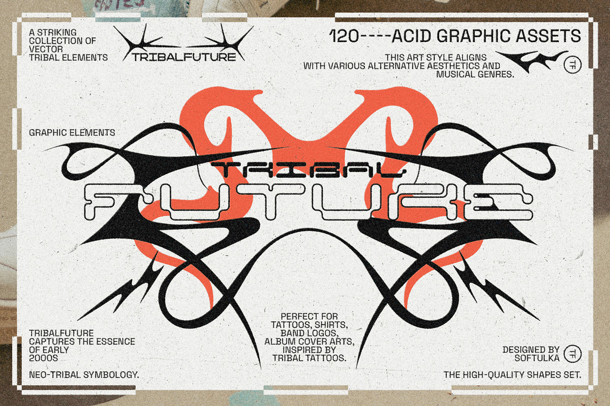 Tribal Future - Y2K Graphic Pack, a Graphic by softulka (Photo 1 of 9)