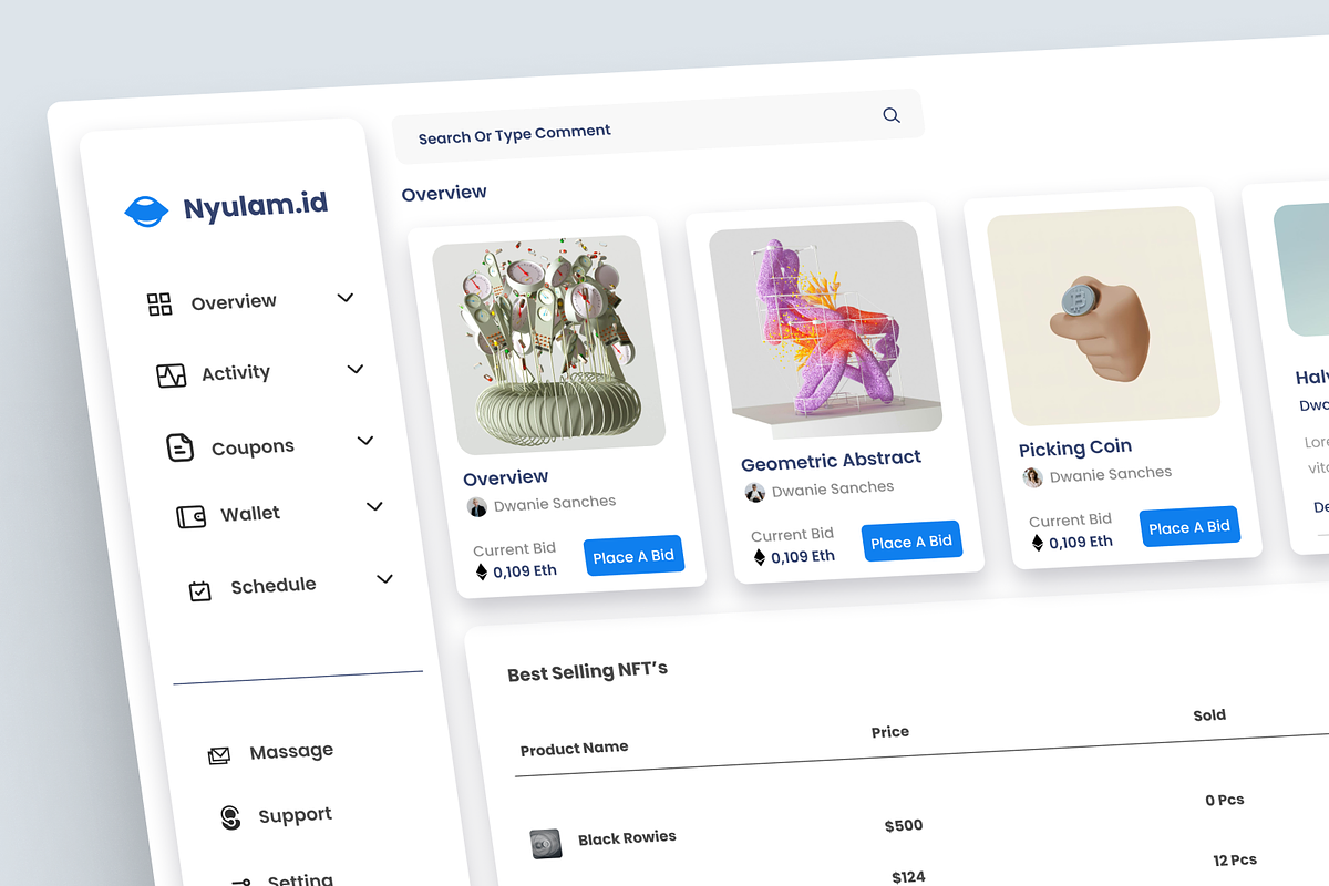 Nyulam.id - NFT Admin Dashboard, an UI Kit Template by Annora Studio (Photo 2 of 6)