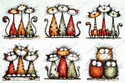 Whimsical Christmas Cats Clipart, an Illustration by Creative Art (Thumbnail 4 of 13)