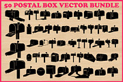 50 Mailbox Postal Box Vector Bundle, an Illustration by yasushie (Thumbnail 1 of 4)