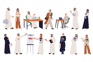Arab business team. Men and women
