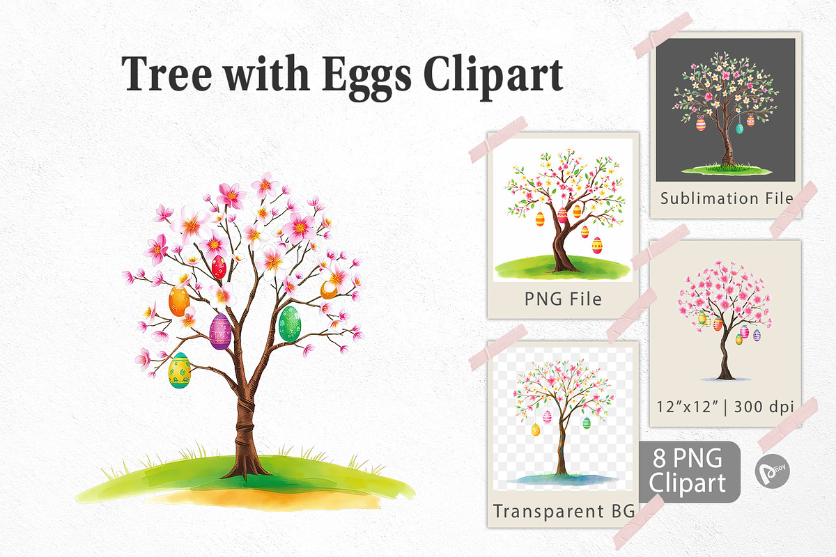 Tree with Eggs Clipart, a Graphic by Artnoy (Photo 1 of 5)