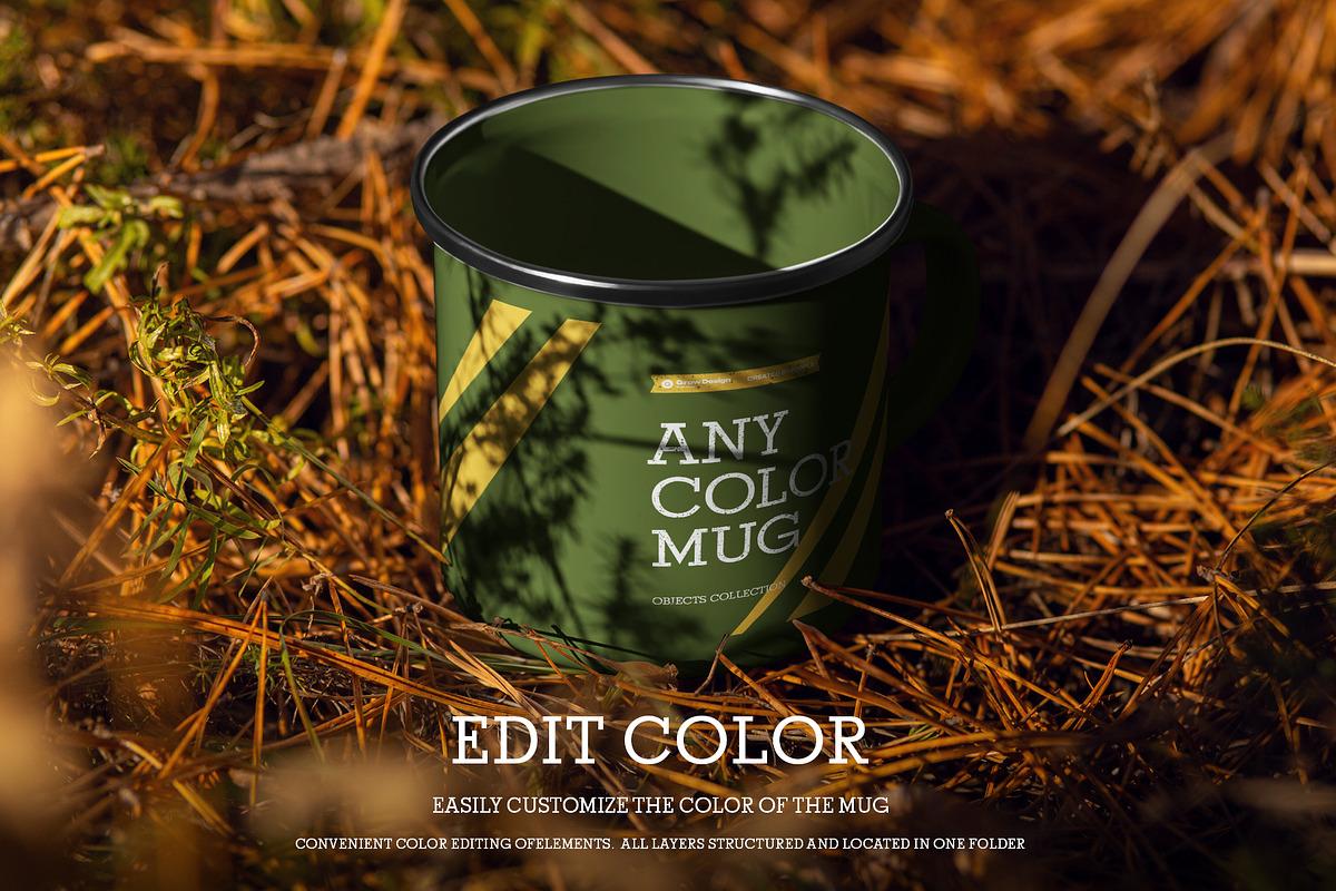 Mockup of Enamel Mug in the Hand, a Cups & Container Mockup by Grow Design Craft Studio (Photo 2 of 6)