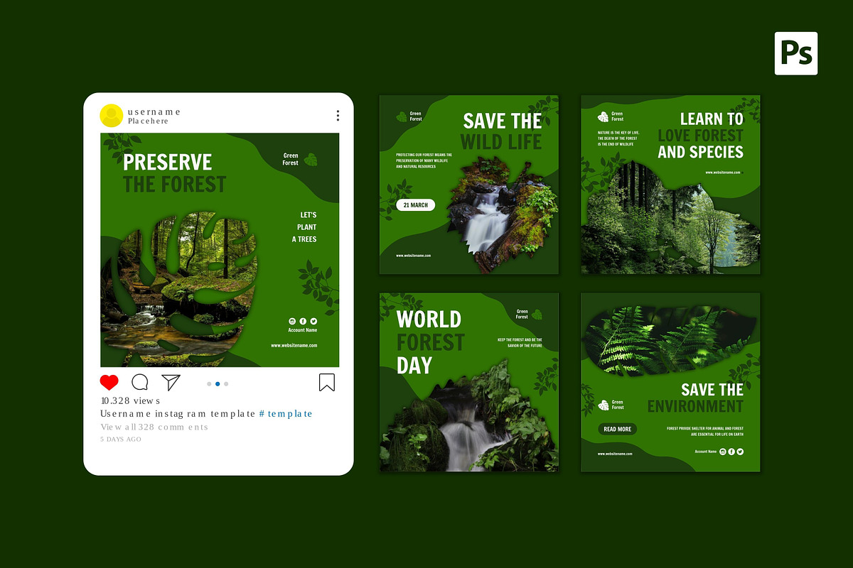 Green Forest Instagram Post, a Social Media Template by CavenArt (Photo 4 of 5)