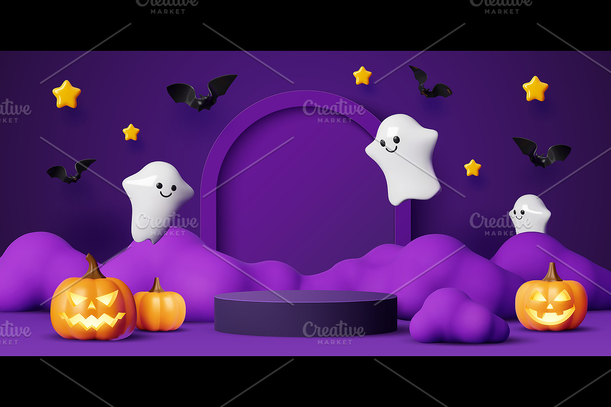 3d Halloween podium stage, a Seasonal Illustration by Buch&Bee (Photo 2 of 3)