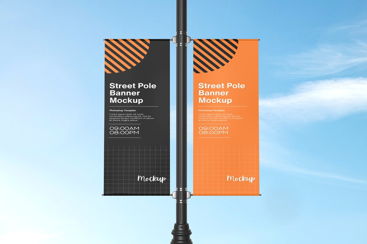 Street Pole Banner Mockup, an Advertising Mockup by AndikaGraphic (Photo 2 of 4)