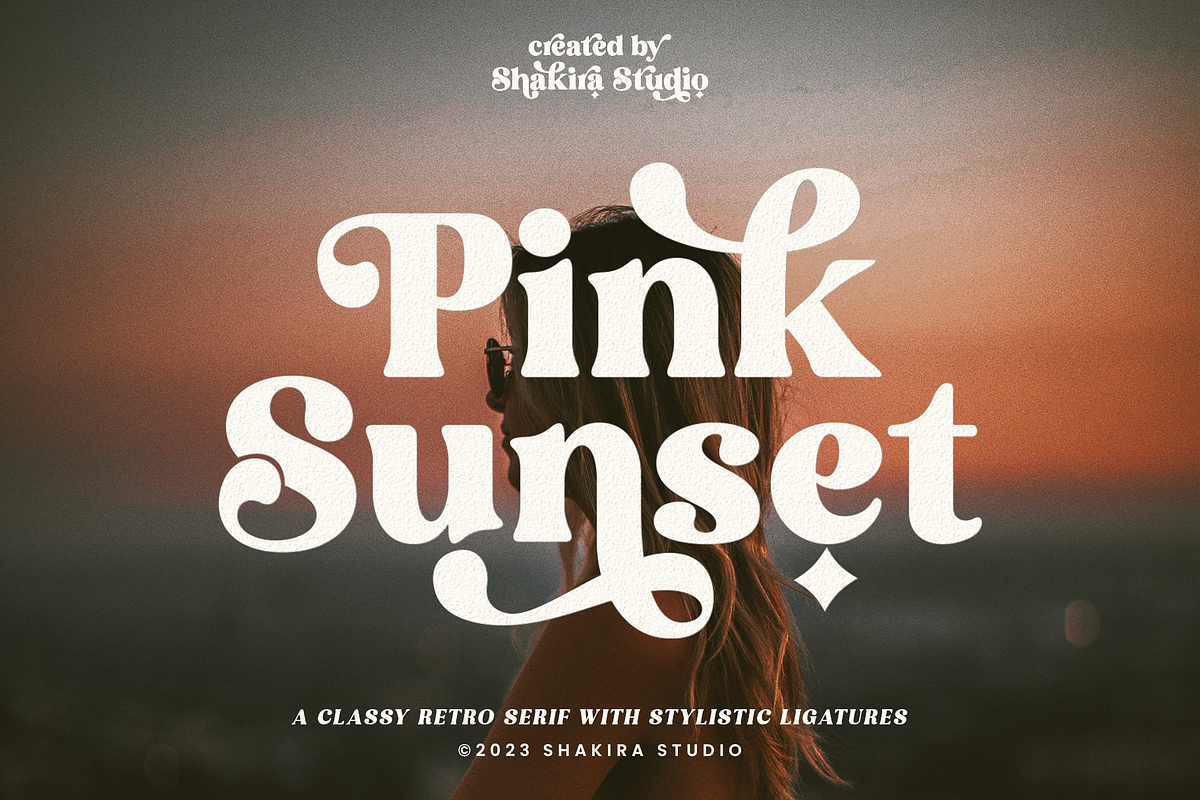 Pink Sunset - Retro Serif, a Serif Font by Shakira Studio (Photo 1 of 10)
