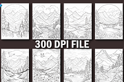100 Mountain Coloring Page for Adult, a Stationery Template by Design Station (Thumbnail 2 of 7)