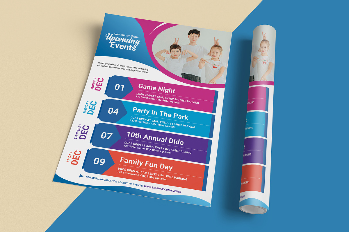 Upcoming Events Schedule Flyer, a Flyer Template by Template Shop (Photo 2 of 5)