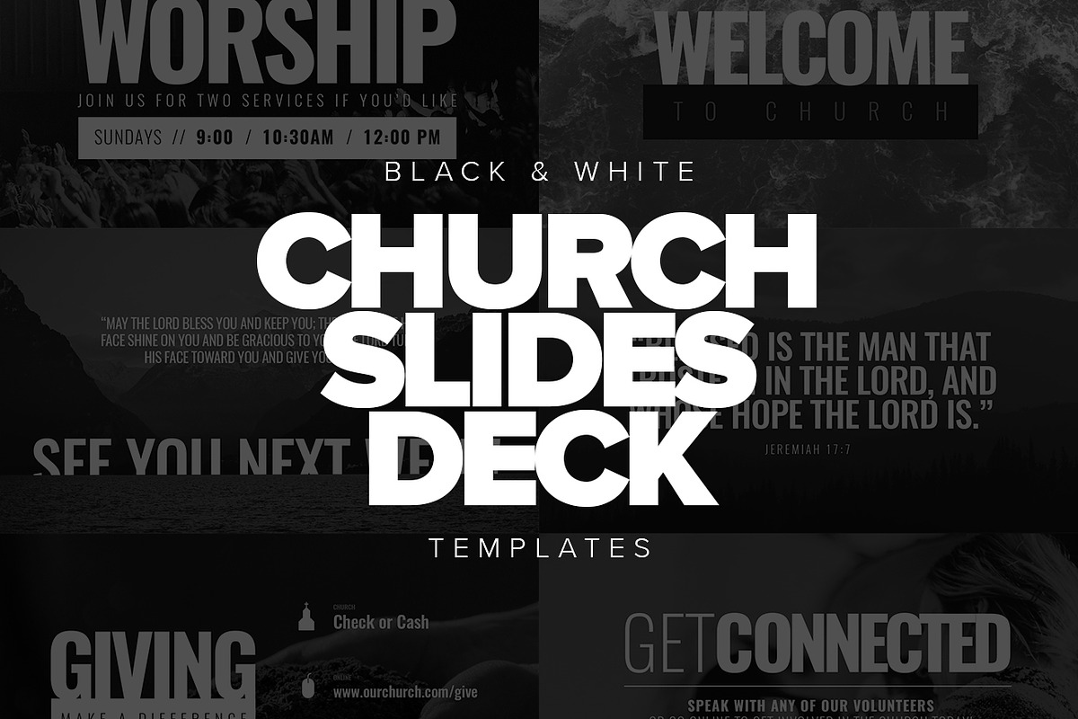 Black & White Slides PSD Templates, a Presentation Template by Church Resources Depot (Photo 1 of 2)