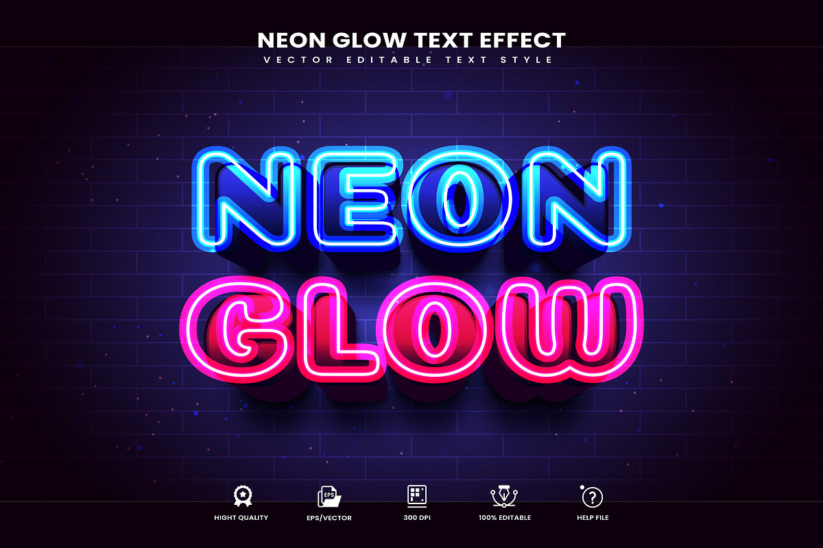 Neon Glow Light Text Effect, a Layer Style Add-On by Niestart Creation (Photo 1 of 2)
