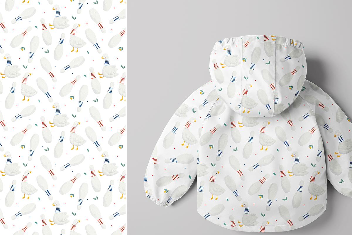 Cute Geese Bowling Seamless Patterns, a Pattern Graphic by tetiartline (Photo 8 of 9)