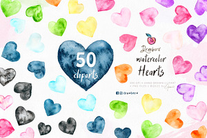 Watercolor Hearts Clipart Set 011