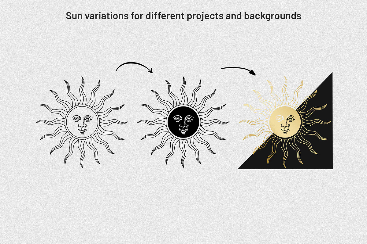 Sunburst, Sun, Moon & Stars vectors, an Illustration by jessicamdesign (Photo 4 of 8)