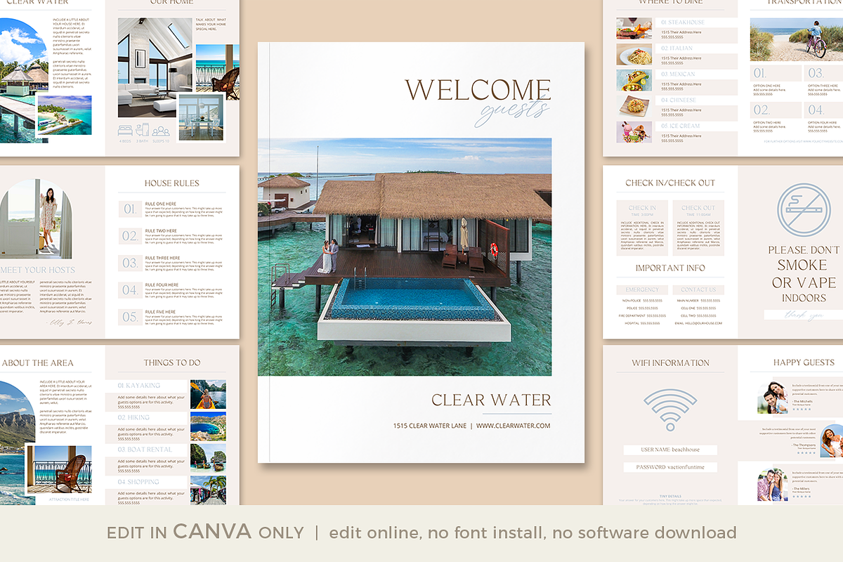 Beach Airbnb Welcome Guide CANVA, a Magazine Template by Digiluxe (Photo 3 of 6)
