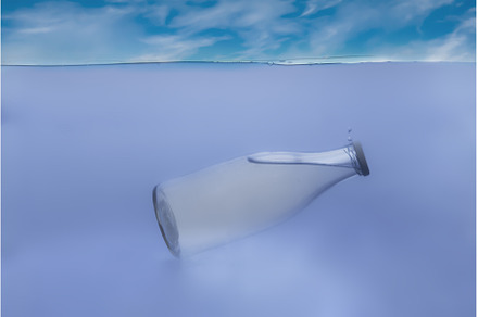 transparent glass bottle underwater