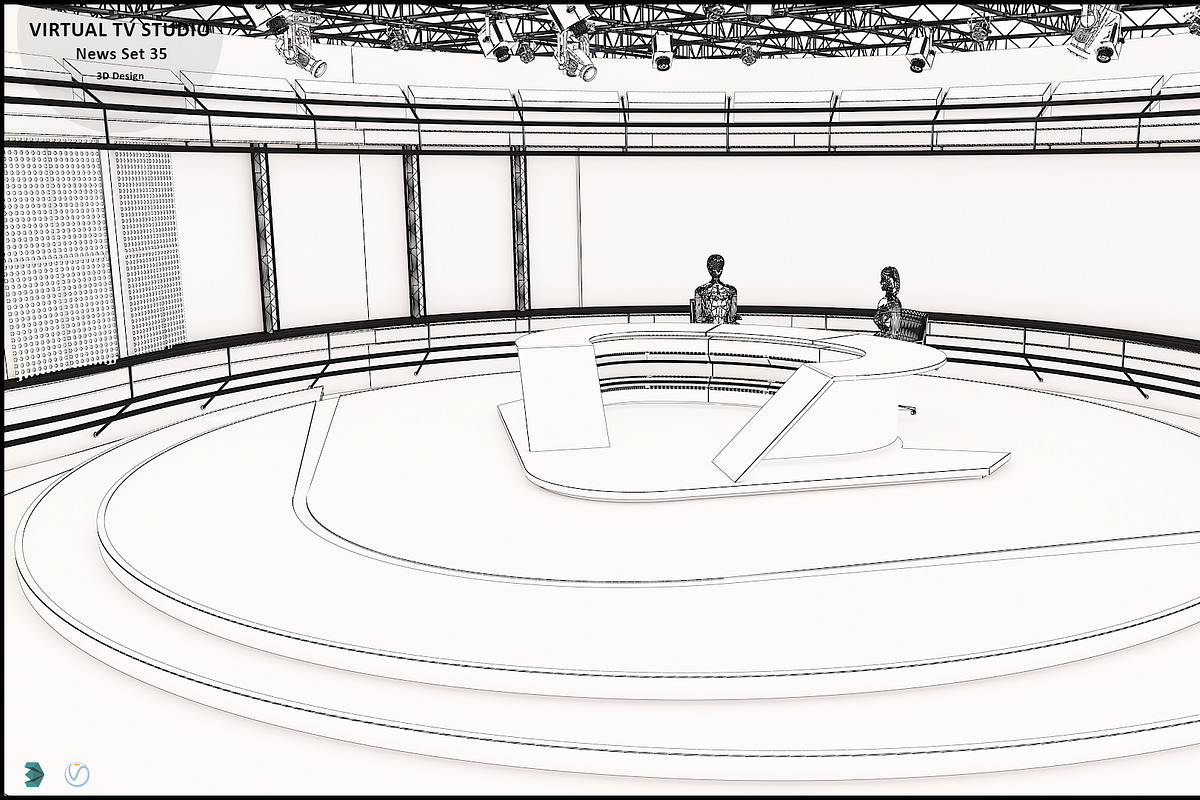 Virtual TV Studio News Set 35, an Architecture 3D Model by akerStudio (Photo 24 of 39)